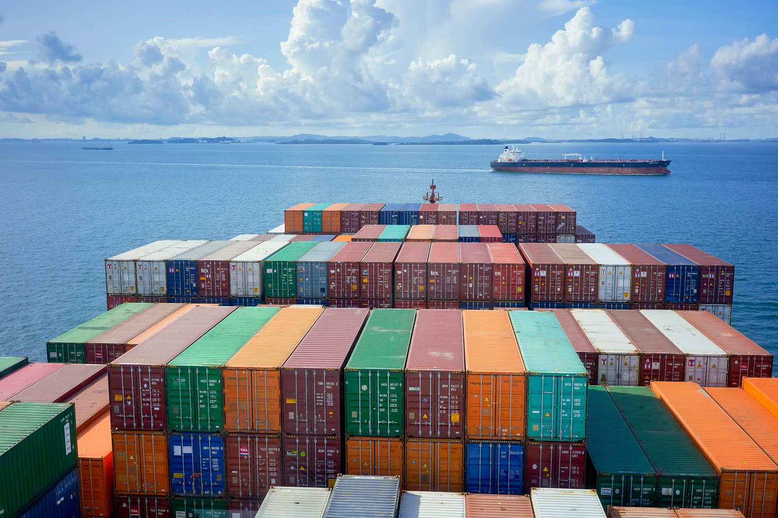 Container ship transporting ocean freight